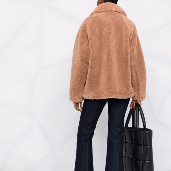 STAND STUDIO Marina Teddy Faux Fur Shearling Button Coat Sz XS (FR 34) - Picture 5 of 8